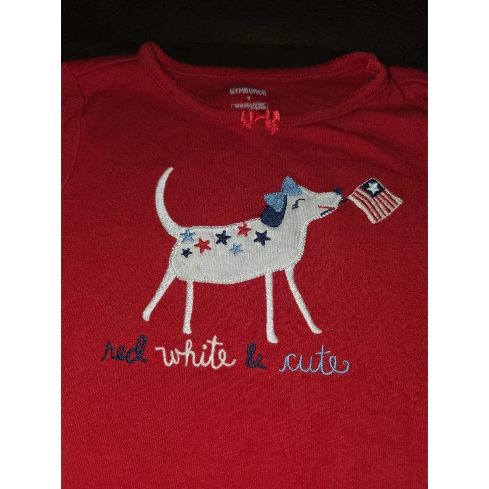 Gymboree gymmies pajamas 4th of july red white‎ and cute size 7